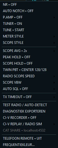Silver Shadow tools menu